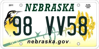 NE license plate 98VV58