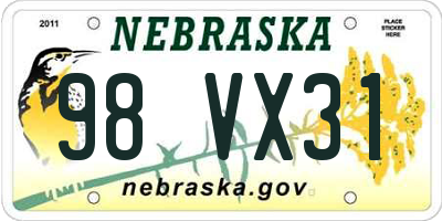 NE license plate 98VX31