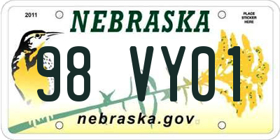 NE license plate 98VY01