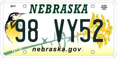NE license plate 98VY52