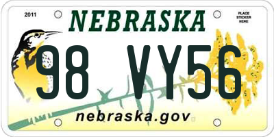 NE license plate 98VY56