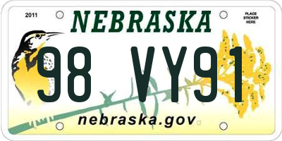 NE license plate 98VY91