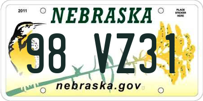 NE license plate 98VZ31