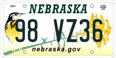 NE license plate 98VZ36