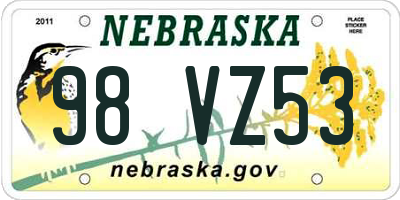 NE license plate 98VZ53
