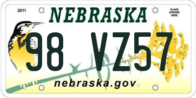 NE license plate 98VZ57