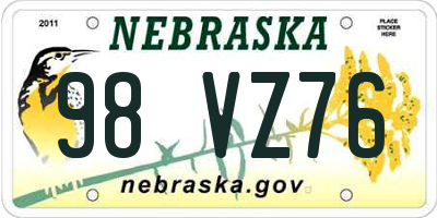 NE license plate 98VZ76