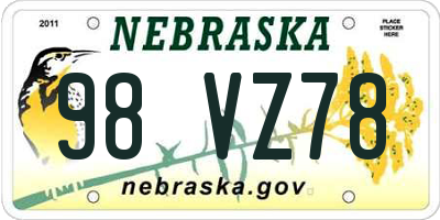 NE license plate 98VZ78
