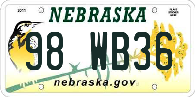 NE license plate 98WB36