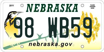 NE license plate 98WB59