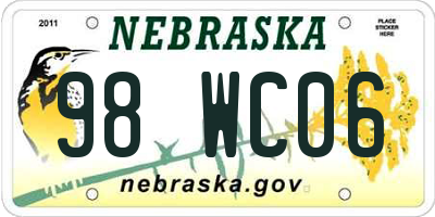 NE license plate 98WC06