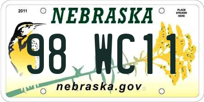 NE license plate 98WC11