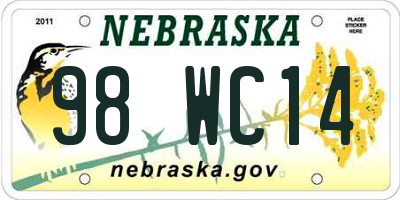NE license plate 98WC14