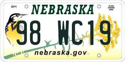 NE license plate 98WC19