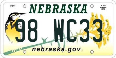 NE license plate 98WC33