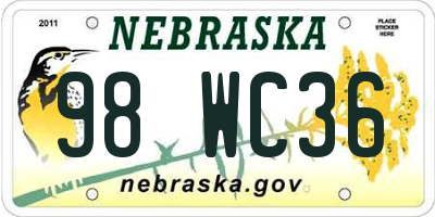 NE license plate 98WC36