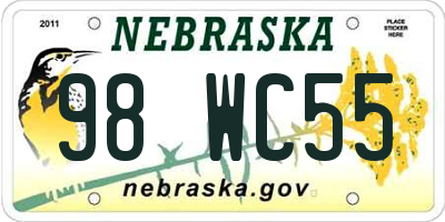NE license plate 98WC55