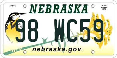 NE license plate 98WC59
