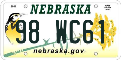 NE license plate 98WC61