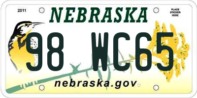 NE license plate 98WC65
