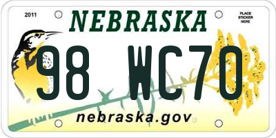 NE license plate 98WC70