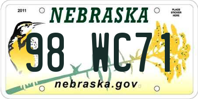 NE license plate 98WC71