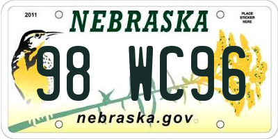 NE license plate 98WC96