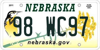 NE license plate 98WC97