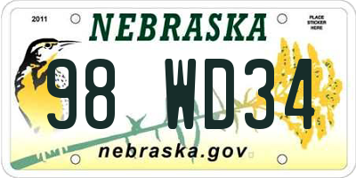 NE license plate 98WD34