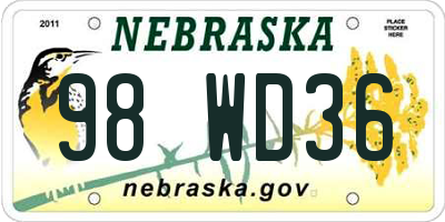 NE license plate 98WD36