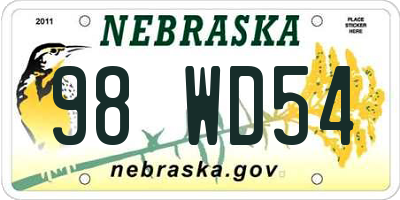 NE license plate 98WD54