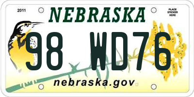NE license plate 98WD76