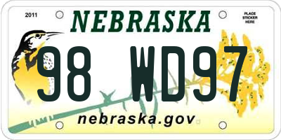 NE license plate 98WD97