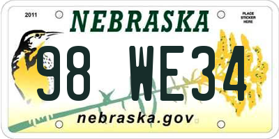 NE license plate 98WE34