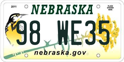 NE license plate 98WE35