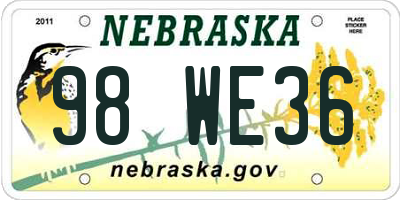 NE license plate 98WE36