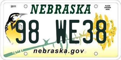 NE license plate 98WE38