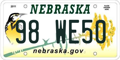 NE license plate 98WE50