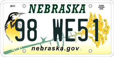 NE license plate 98WE51