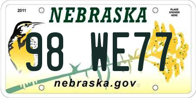 NE license plate 98WE77