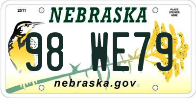 NE license plate 98WE79