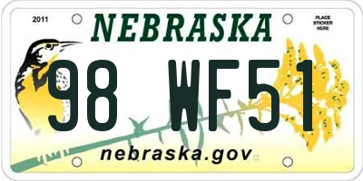 NE license plate 98WF51