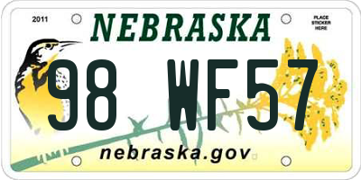 NE license plate 98WF57