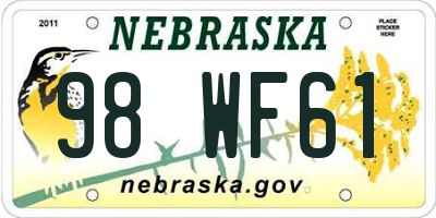NE license plate 98WF61