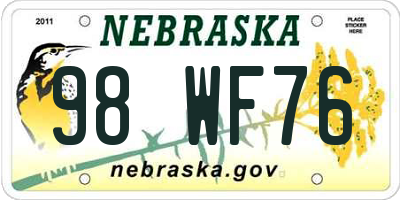 NE license plate 98WF76