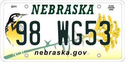 NE license plate 98WG53