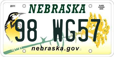 NE license plate 98WG57