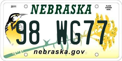 NE license plate 98WG77