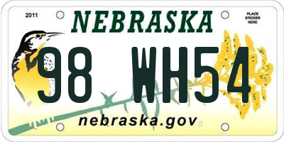 NE license plate 98WH54