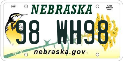 NE license plate 98WH98